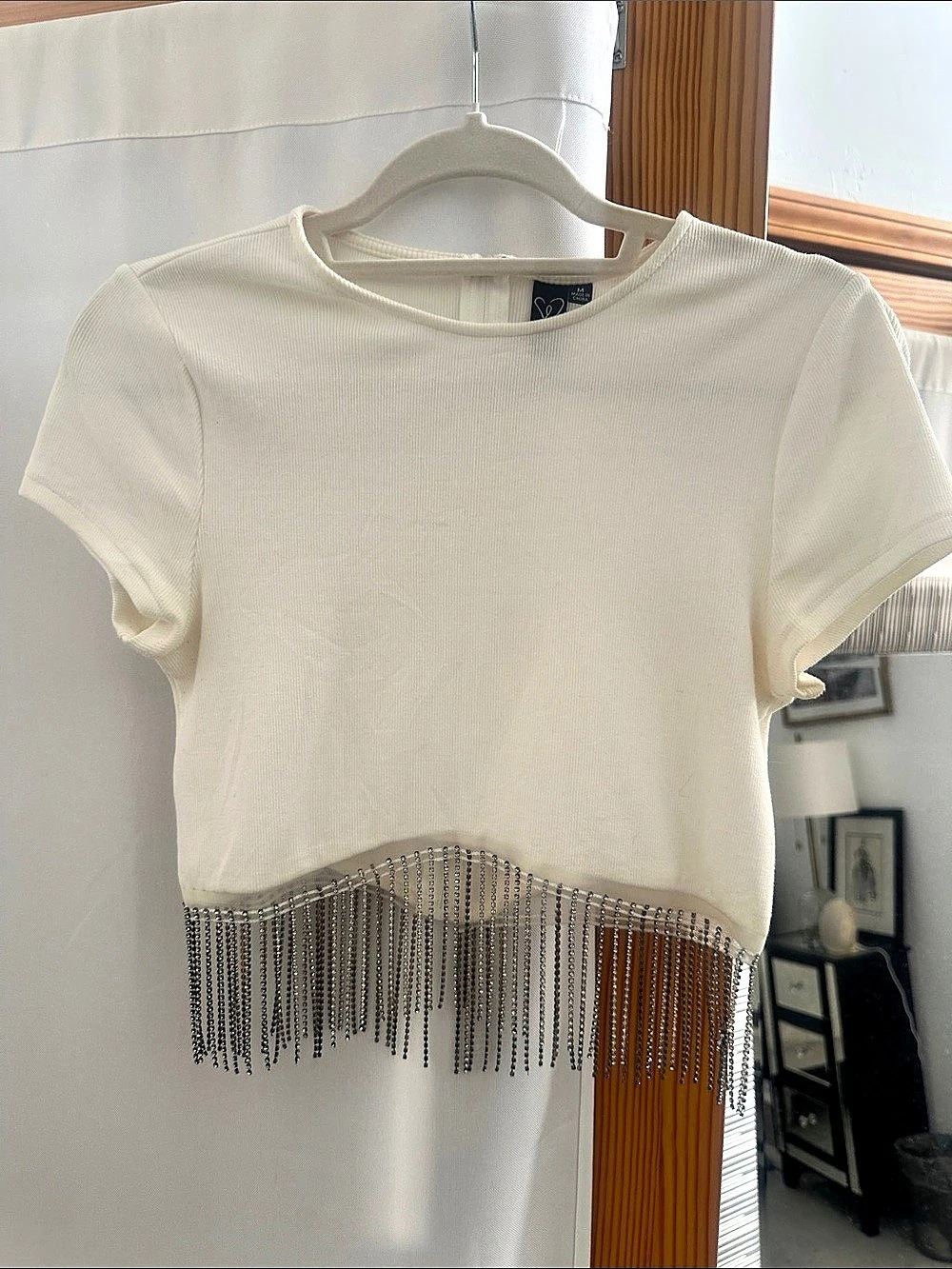 Windsor Fringe Hem Short Sleeve Top Size Medium